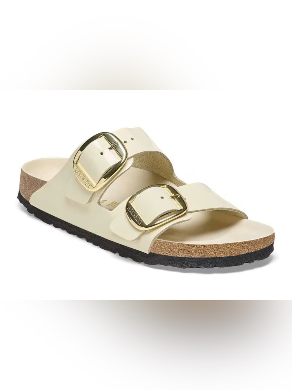 Birkenstock Big Buckle Hi Shine Ecru Slides size EU38/US7-7.5